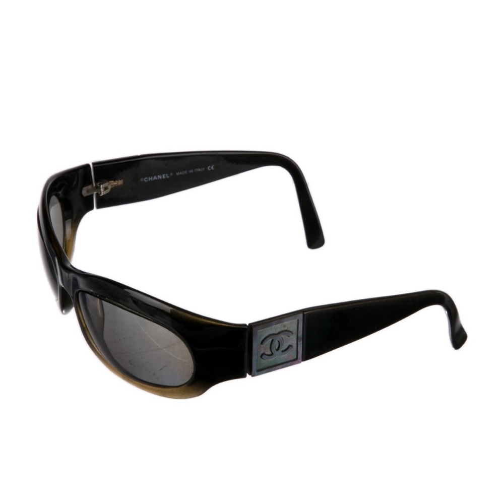 Vintage Chanel Interlocking CC Logo Shield Sunglasses